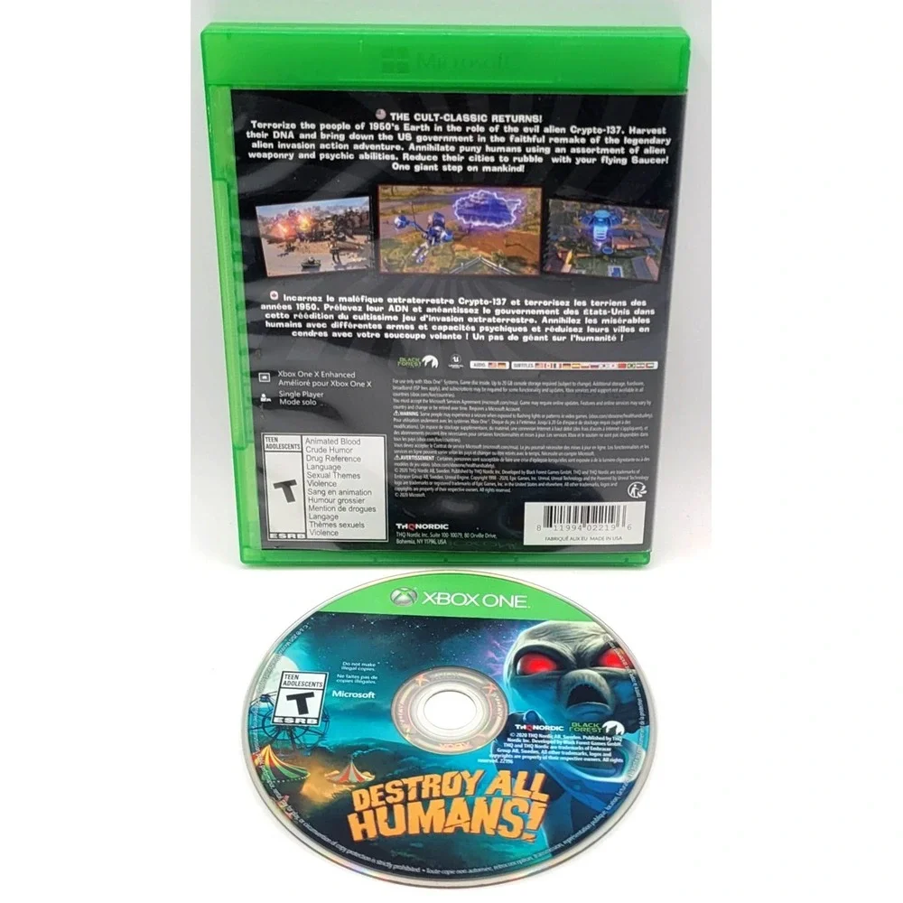 Destroy All Humans! THQ Microsoft Xbox One‎ CIB COMPLETE IN BOX